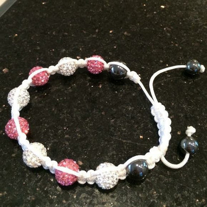 Pink & White Shamballa Bracelet - Sophistycats Jewelry