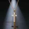 Small Cross Pendant Stainless Steel Gold Necklace 