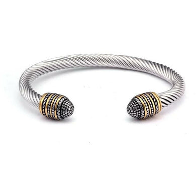 Silver gold two toned vintage snake cable cuff bracelet- designer inspired