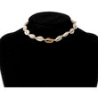 Beach Cowrie Gold Shell Necklace and Bracelet Set 