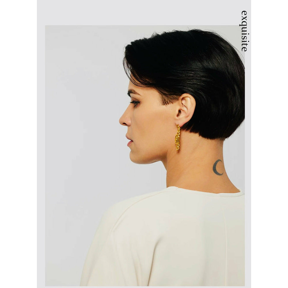 Mili-Buckle Link Drop Gold Earrings