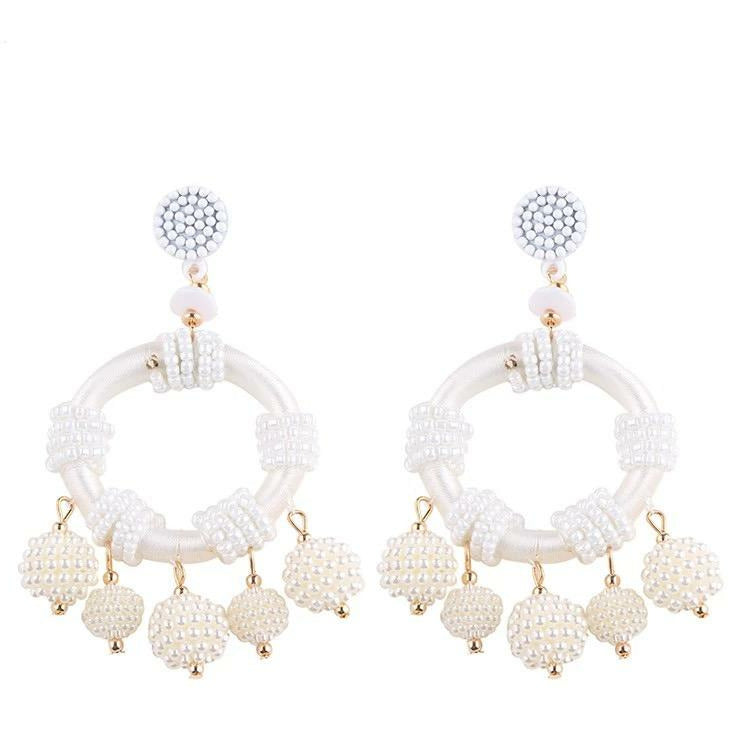 Bohemian Beaded Statement Tassel Drop Earrings