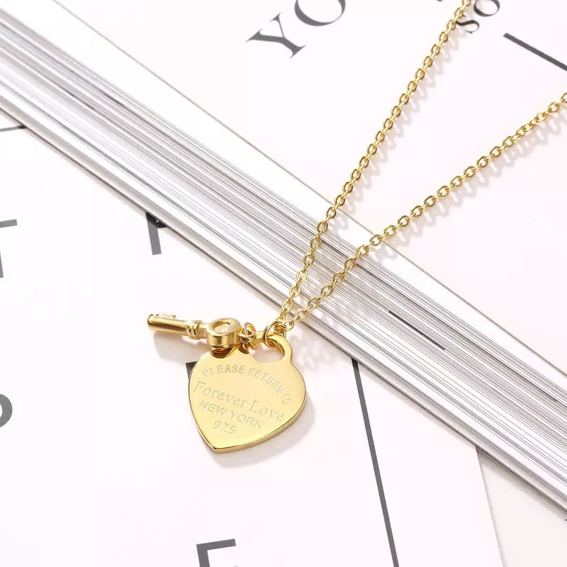 Forever Love Heart+Key Necklace