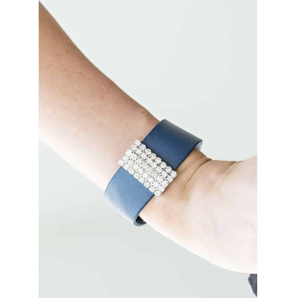Catwalk Blue Leather Bracelet - Sophistycats Jewelry