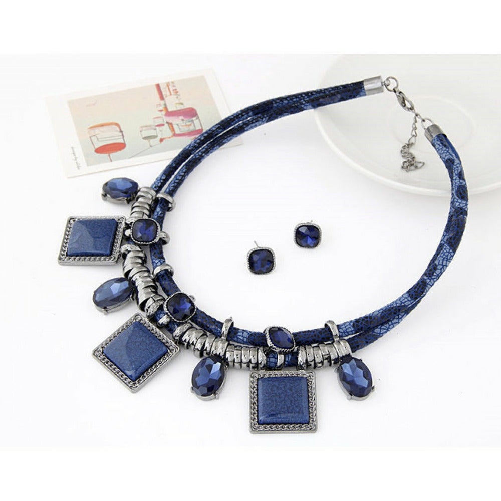 Sapphire Blue / Ruby Red Collar Statement Necklace