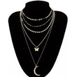 Cosmic Butterfly Crescent Layered Gold Necklace