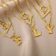 F L Y Name Initial Layer Necklace - Gold / Stainless Steel 
