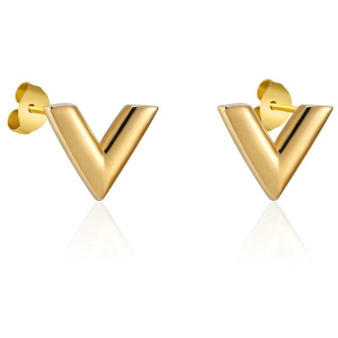 V-Love Letter Earrings - Stainless Steel