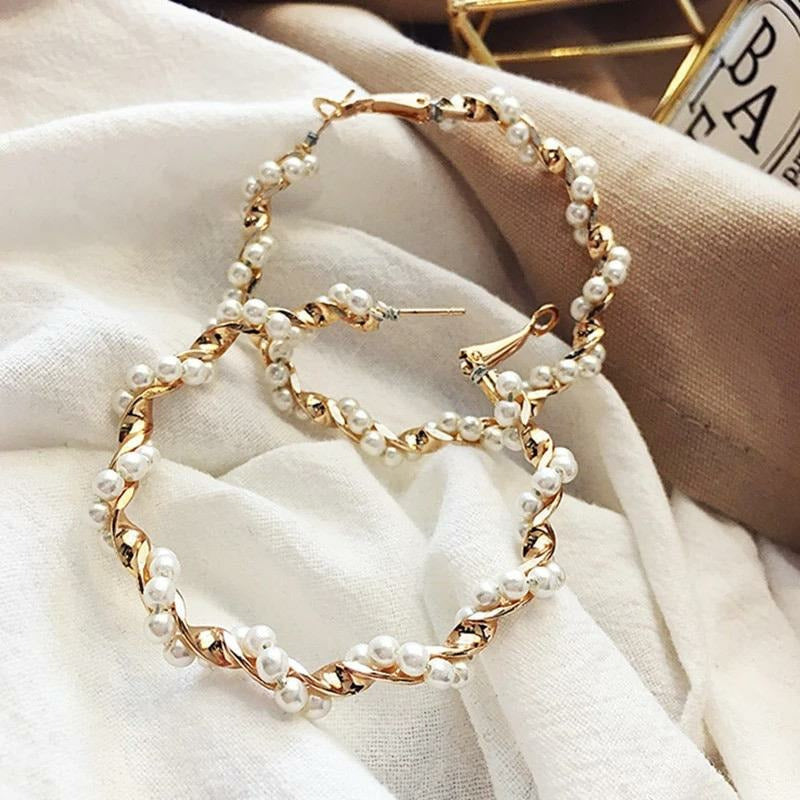 Pearl hoop earrings - Gold 