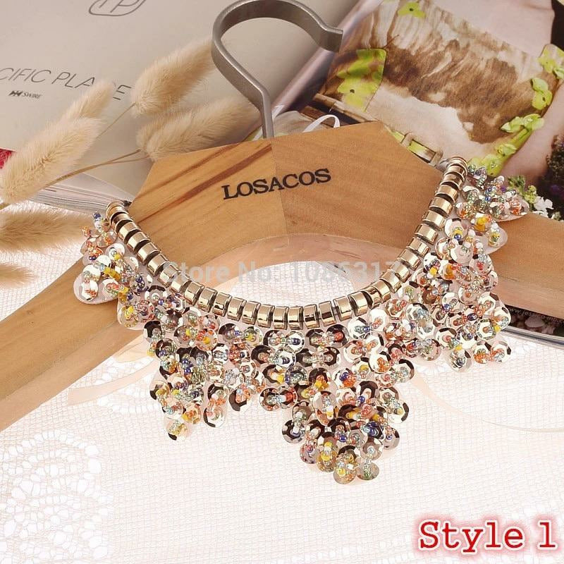 Choker Bib Statement Necklace with Sequins