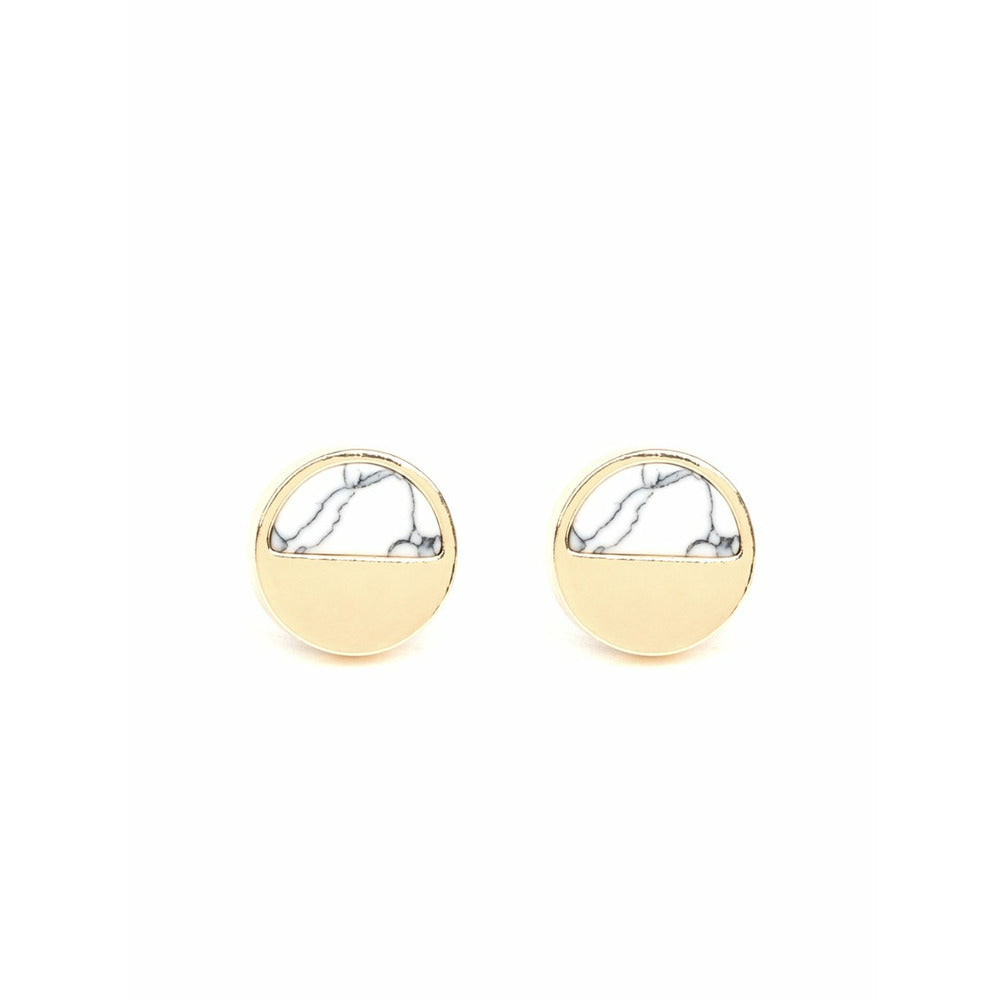 Half-Moon Minimalist Gold Earrings - White 