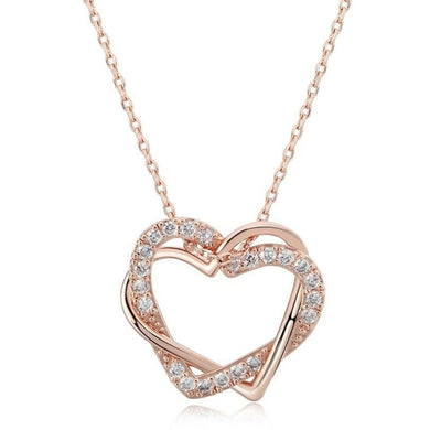 Austrian Heart Necklace w/ Earrings Rose Gold