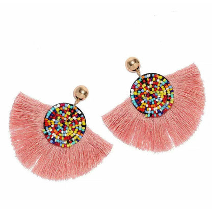 Bohemian tassel earrings - pink