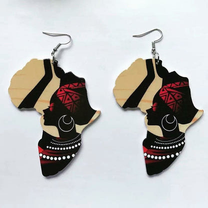 Nubian Queen Africa Wooden Earrings