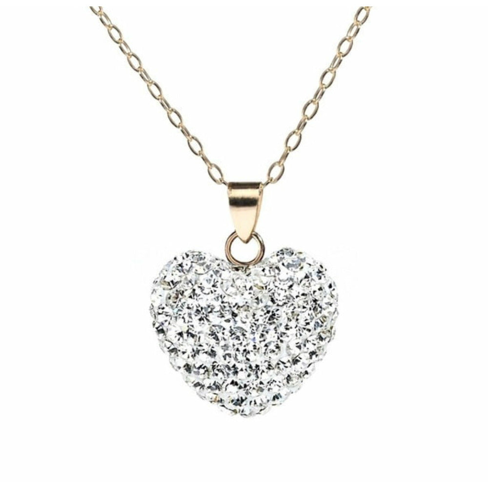 Swavorski crystal elements heart chain - sterling silver with 18 K gold plated