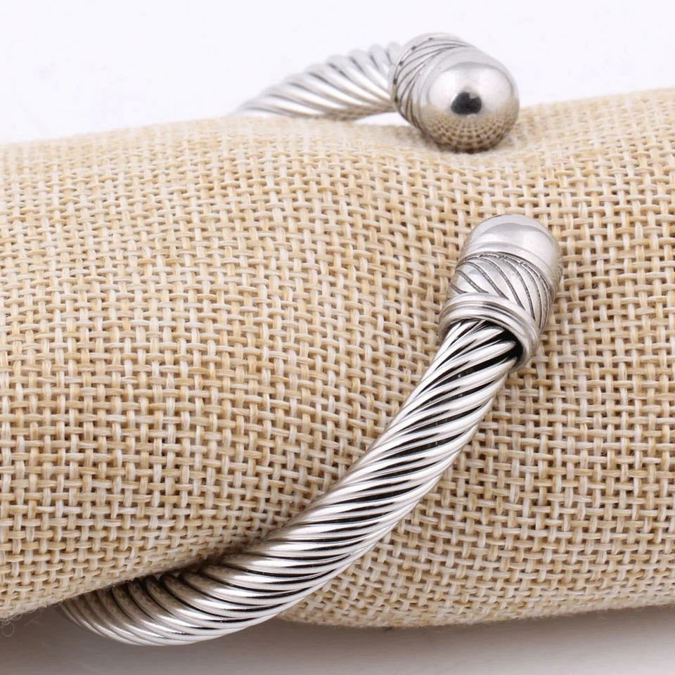 Knox Stainless Steel Cable Wire Cuff Bracelet
