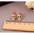 Skull-n-Roses Earrings- Pink / Gold