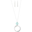 Large silver hoop turquoise stone ring silver necklace