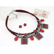 Ruby Red Statement Collar Necklace with earrings jewelry set