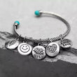 Perfect gift - Silver / Gold inspiration charms bracelet with turquoise stones 
