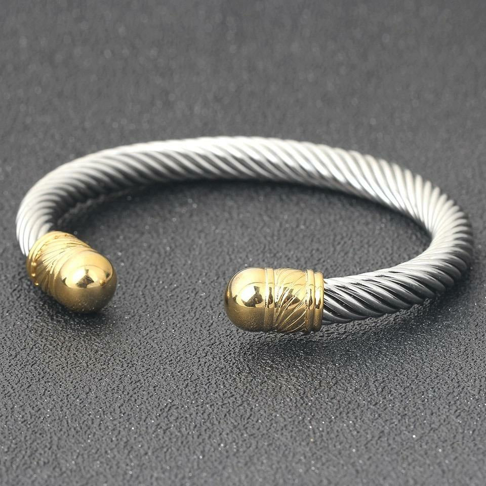 Designer Inspired Cuff Bracelet - Gold and Silver