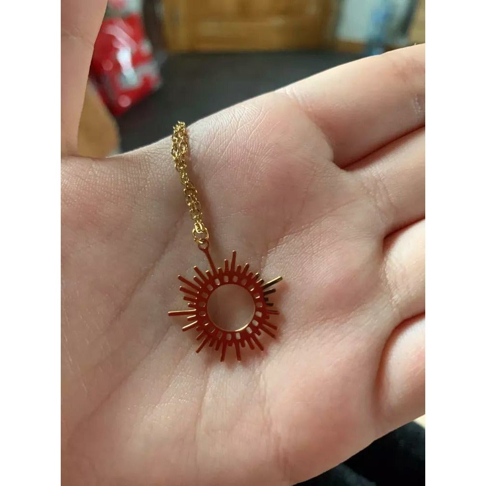 Hollow Sun Gold Stainless Steel Necklace