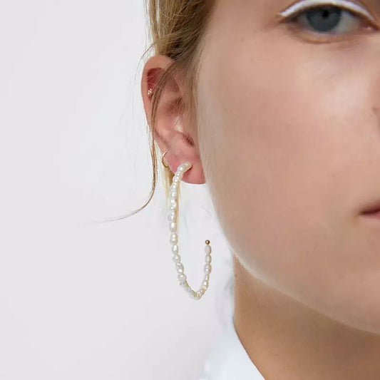 Pearl Hoop Earrings 