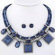 Sapphire Blue Statement Collar Necklace with earrings jewelry set