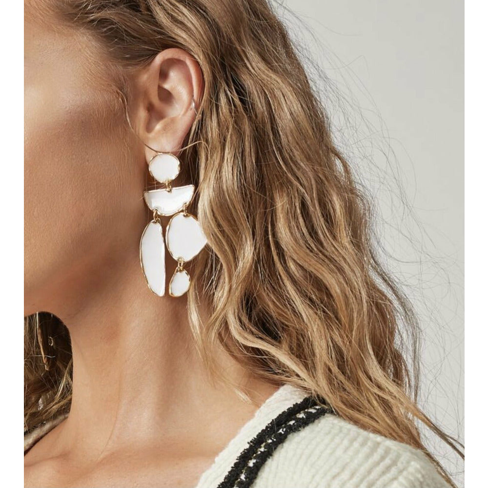 Noonday White &amp; Gold Statement Earrings