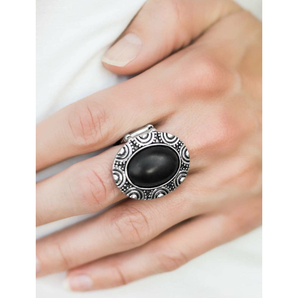 Black and silver antique ring