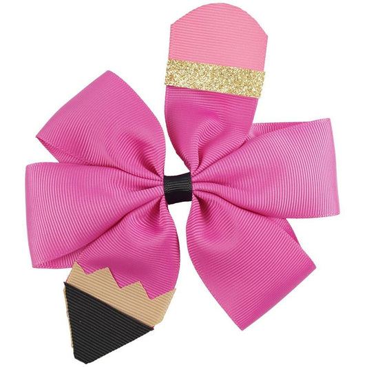 Pencil Hair Bow / Clip - Dark Pink