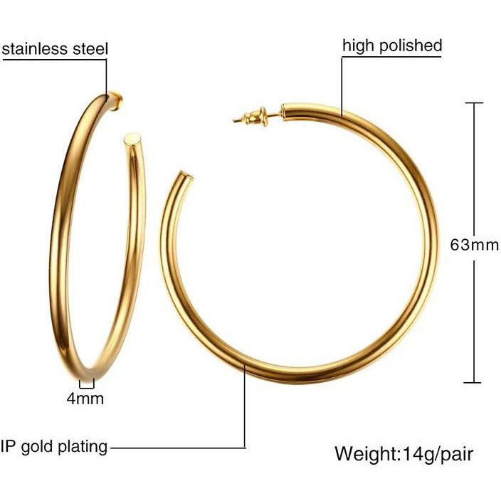 B-Frank Round Open Stainless Steel Hoops - Gold / Silver / Rose Gold
