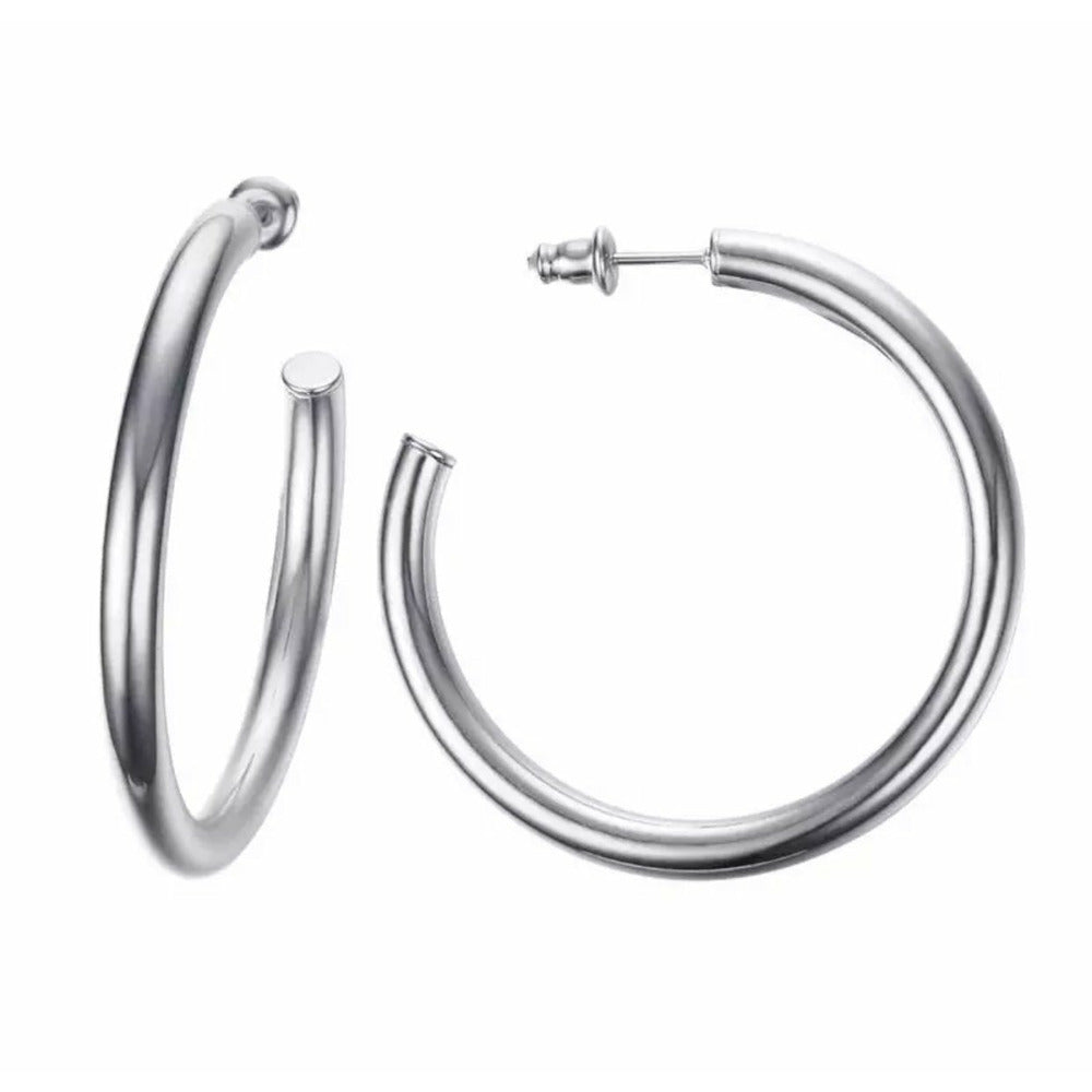Stainless Steel Round Gold Hoops, Silver Hoops, Rose Gold Hoops