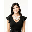 White Pearl Crystal Necklace w/ Gold Chain 