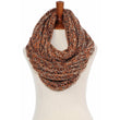 Wool Scarf Brown Fall Orange - Round Infinity 