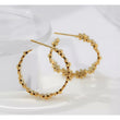 Sunflower Round Gold Hoops - Stainless Steel