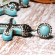 Roxxi Southwest Turquoise Cross Drop Earrings
