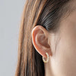 Scalloped Round Moissanite Diamond Hoop Earrings - Small