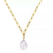 Drop Pearl Paper Clip Necklace
