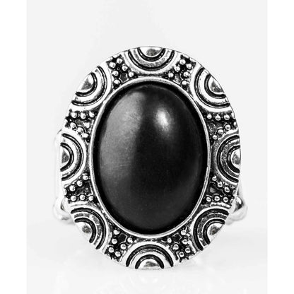 Black and silver antique ring