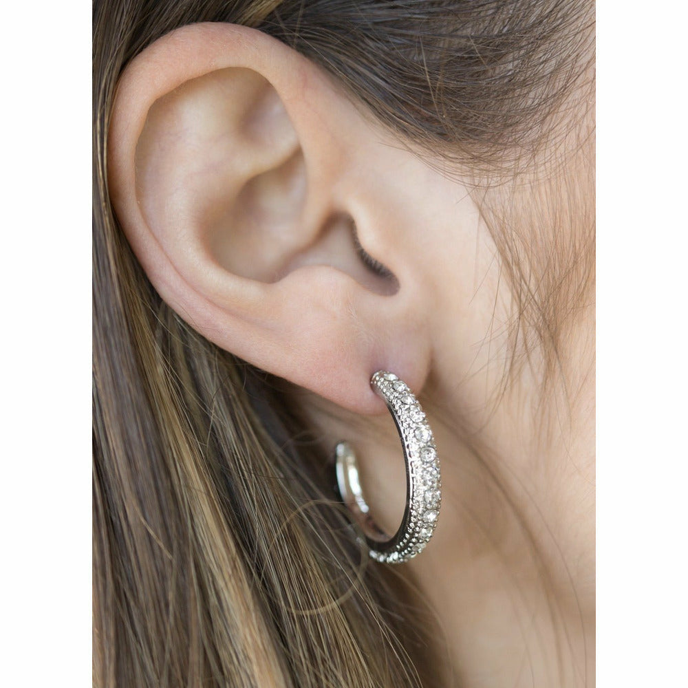 Twinkling White Hoop Earrings - Sophistycats Jewelry