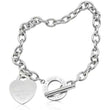 Heart tag pendant charm bracelet - silver 