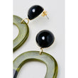 Blue Green Resin Drop Hoop Earrings 