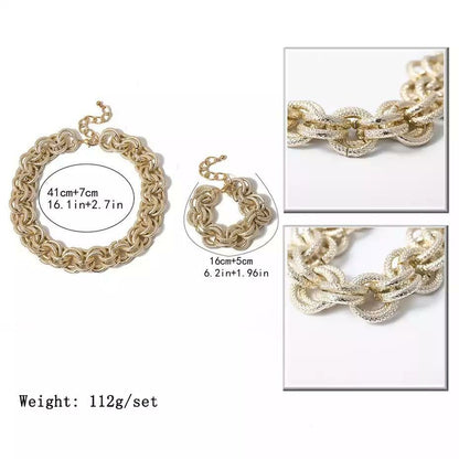 Malia Double Chain Choker Necklace & Bracelet Set