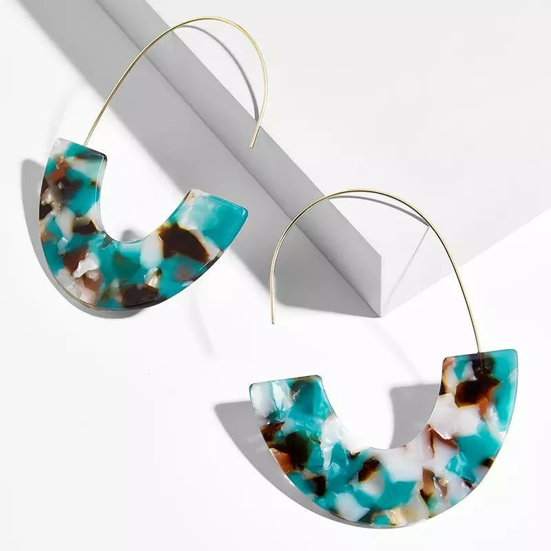 Acrylic Tortoise Drop Earrings- Blue, Pink, Brown