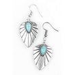 Handmade silver and turquoise blue drop leaf earrings 