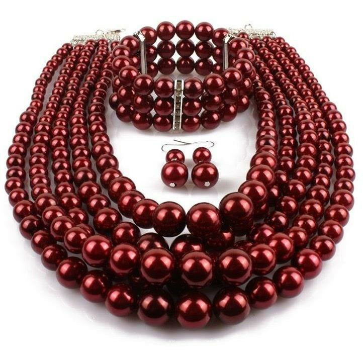 Sandra Multilayered Pearl Necklace Set - Sophistycats Jewelry