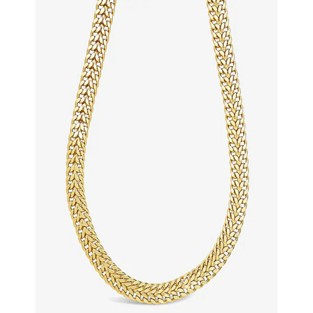 Flat Link Herringbone Chunky Chain Choker Gold Necklace