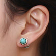 Turquoise Hexagonal Prism Double Post Earrings- Silver / Gold