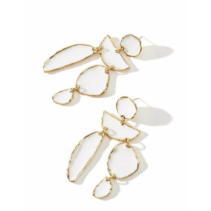 White and Gold Summer Fun Statement Earrings